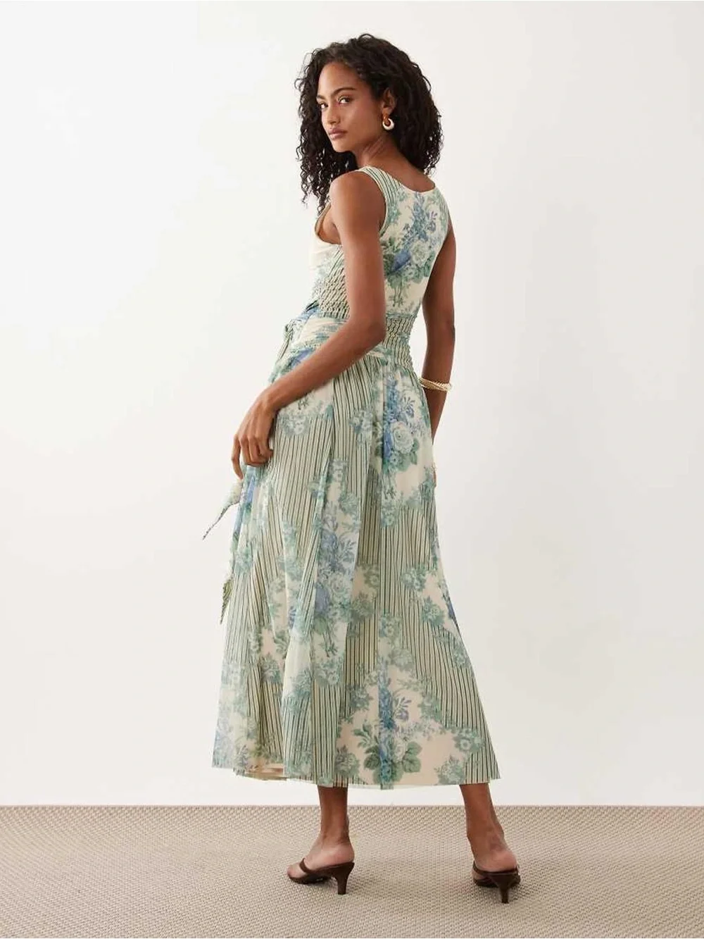 Abercrombie & Fitch Floral Maxi Dress M Coquette Cottagecore Knit Sleeveless